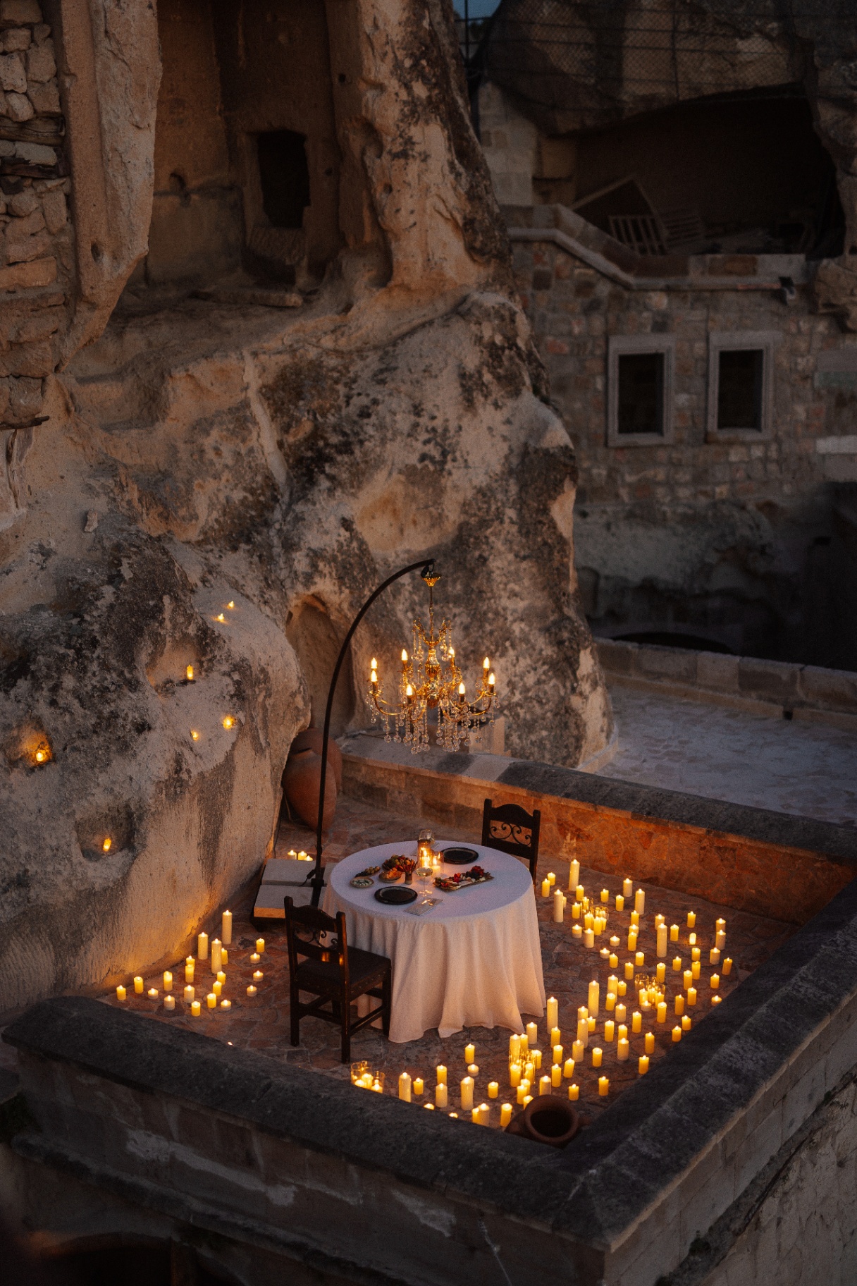 Candlelit table on the terrace